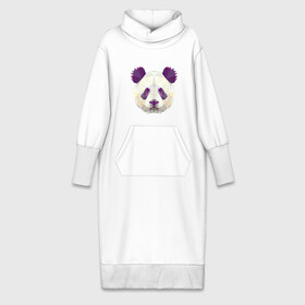 Платье удлиненное хлопок с принтом Фиолетовая панда в Кировске,  |  | абстракция | геометрический рисунок | герои | панда | полигоны | фиолетовый