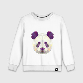 Детский свитшот хлопок с принтом Фиолетовая панда в Кировске, 100% хлопок | круглый вырез горловины, эластичные манжеты, пояс и воротник | абстракция | геометрический рисунок | герои | панда | полигоны | фиолетовый