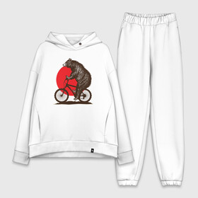 Женский костюм хлопок Oversize с принтом Медведь на велосиеде в Кировске,  |  | вело | велосипед | медведь | солнце | спорт | япония