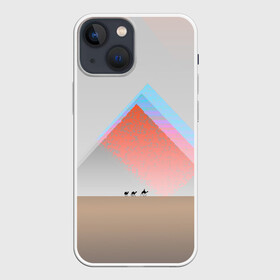 Чехол для iPhone 13 mini с принтом Пустынный мираж в Кировске,  |  | верблюды | глюк | караван | пирамиды | путник | треугольник | цветовой шум