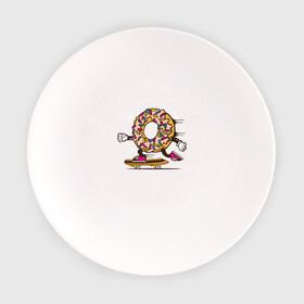 Тарелка с принтом Пончик на скейте в Кировске, фарфор | диаметр - 210 мм
диаметр для нанесения принта - 120 мм | donkey | sport | пончик | скейт | скорость | сладость
