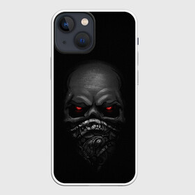 Чехол для iPhone 13 mini с принтом ВЗГЛЯД ИЗ ТЕМНОТЫ, в Кировске,  |  | балаклава | взгляд | глаза | зомби | маска | мертвец | минимализм | темнота | череп