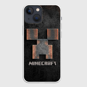Чехол для iPhone 13 mini с принтом MINECRAFT TEXTURE IRON в Кировске,  |  | creeper | game | minecraft | железо | игра | компьютерная | крипер | криппер | майн | майнкрафт | текстура