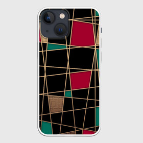 Чехол для iPhone 13 mini с принтом Модный  абстрактный узор в Кировске,  |  | бирюзовый | золотой | красный | модный | молодежный | мужской | полосы | современный | текстура | черный