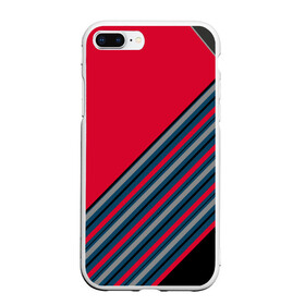 Чехол для iPhone 7Plus/8 Plus матовый с принтом Абстрактный асимметричный  в Кировске, Силикон | Область печати: задняя сторона чехла, без боковых панелей | асимметричный | комбинированный | косые полосы | красный | красный и синий | креативный | модный | молодежный | мужской | синие полосы