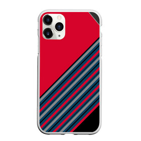 Чехол для iPhone 11 Pro матовый с принтом Абстрактный асимметричный  в Кировске, Силикон |  | асимметричный | комбинированный | косые полосы | красный | красный и синий | креативный | модный | молодежный | мужской | синие полосы