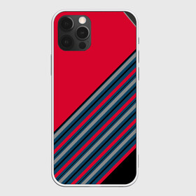 Чехол для iPhone 12 Pro Max с принтом Абстрактный асимметричный  в Кировске, Силикон |  | асимметричный | комбинированный | косые полосы | красный | красный и синий | креативный | модный | молодежный | мужской | синие полосы