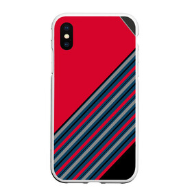 Чехол для iPhone XS Max матовый с принтом Абстрактный асимметричный  в Кировске, Силикон | Область печати: задняя сторона чехла, без боковых панелей | асимметричный | комбинированный | косые полосы | красный | красный и синий | креативный | модный | молодежный | мужской | синие полосы