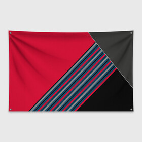 Флаг-баннер с принтом Абстрактный асимметричный  в Кировске, 100% полиэстер | размер 67 х 109 см, плотность ткани — 95 г/м2; по краям флага есть четыре люверса для крепления | асимметричный | комбинированный | косые полосы | красный | красный и синий | креативный | модный | молодежный | мужской | синие полосы