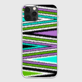 Чехол для iPhone 12 Pro Max с принтом Абстрактный асимметричный  в Кировске, Силикон |  | асимметричный | бирюзовый молодежный | комбинированный | косые полосы | креативный | мужской | темный | фиолетовый | штрихи