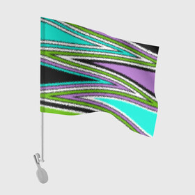 Флаг для автомобиля с принтом Абстрактный асимметричный  в Кировске, 100% полиэстер | Размер: 30*21 см | асимметричный | бирюзовый молодежный | комбинированный | косые полосы | креативный | мужской | темный | фиолетовый | штрихи