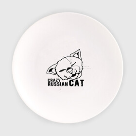 Тарелка с принтом Crazy russian cat в Кировске, фарфор | диаметр - 210 мм
диаметр для нанесения принта - 120 мм | дикий | киска | кот | кошка | мурка | надпись | русский кот | сумасшедший