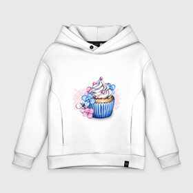 Детское худи Oversize хлопок с принтом Cupcake. Десерт с цветами в Кировске, френч-терри — 70% хлопок, 30% полиэстер. Мягкий теплый начес внутри —100% хлопок | боковые карманы, эластичные манжеты и нижняя кромка, капюшон на магнитной кнопке | cupcake | десерт | десерты | капкейк | кекс | кондитерка | кондитерский | сладкое | сладости | цветочки | цветы