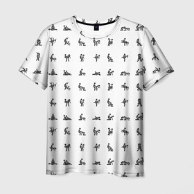 Мужская футболка 3D с принтом Камасутра в Кировске, 100% полиэфир | прямой крой, круглый вырез горловины, длина до линии бедер | Тематика изображения на принте: love | любовь | пара | позы