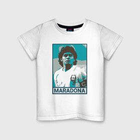 Детская футболка хлопок с принтом Maradona в Кировске, 100% хлопок | круглый вырез горловины, полуприлегающий силуэт, длина до линии бедер | argentina | diego | football | maradona | messi | аргентина | гол | диего | игрок | марадона | месси | мяч | рука бога | спорт | футбол | футболист | чемпион