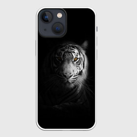 Чехол для iPhone 13 mini с принтом БЕЛЫЙ ТИГР в Кировске,  |  | animal | art | beast | cat | hunter | picture | power | strong | tiger | white | белый | благородный | гордый | дикие | животные | звери | кошки | охотник | тигр | хищник | царь