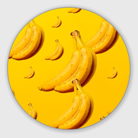 Коврик для мышки круглый с принтом Банановый рай в Кировске, резина и полиэстер | круглая форма, изображение наносится на всю лицевую часть | Тематика изображения на принте: банановый | бананы | желтый | кожура | фрукты