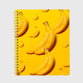 Тетрадь с принтом Банановый рай в Кировске, 100% бумага | 48 листов, плотность листов — 60 г/м2, плотность картонной обложки — 250 г/м2. Листы скреплены сбоку удобной пружинной спиралью. Уголки страниц и обложки скругленные. Цвет линий — светло-серый
 | банановый | бананы | желтый | кожура | фрукты