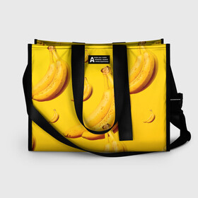 Сумка-шоппер 3D с принтом Банановый рай в Кировске, 100% полиэстер | застегивается на металлическую кнопку; внутренний карман застегивается на молнию. Стенки укреплены специальным мягким материалом, чтобы защитить содержимое от несильных ударов
 | банановый | бананы | желтый | кожура | фрукты
