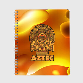 Тетрадь с принтом Aztec Ацтеки в Кировске, 100% бумага | 48 листов, плотность листов — 60 г/м2, плотность картонной обложки — 250 г/м2. Листы скреплены сбоку удобной пружинной спиралью. Уголки страниц и обложки скругленные. Цвет линий — светло-серый
 | ацтеки | ацтекская империя | индеец | индейцы | символ | фигурка