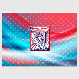 Поздравительная открытка с принтом Бейсбол Liberty city в Кировске, 100% бумага | плотность бумаги 280 г/м2, матовая, на обратной стороне линовка и место для марки
 | baseball | liberty | usa | бейсбол | либерти | либерти ситти