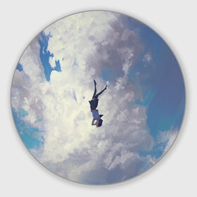 Коврик для мышки круглый с принтом Летящая девушка в Кировске, резина и полиэстер | круглая форма, изображение наносится на всю лицевую часть | fly | girl | девушка | небо | облака | полёт
