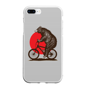 Чехол для iPhone 7Plus/8 Plus матовый с принтом Медведь на велосиеде в Кировске, Силикон | Область печати: задняя сторона чехла, без боковых панелей | вело | велосипед | медведь | солнце | спорт | япония