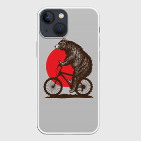 Чехол для iPhone 13 mini с принтом Медведь на велосиеде в Кировске,  |  | вело | велосипед | медведь | солнце | спорт | япония
