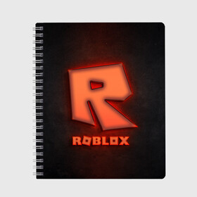 Тетрадь с принтом ROBLOX NEON RED в Кировске, 100% бумага | 48 листов, плотность листов — 60 г/м2, плотность картонной обложки — 250 г/м2. Листы скреплены сбоку удобной пружинной спиралью. Уголки страниц и обложки скругленные. Цвет линий — светло-серый
 | Тематика изображения на принте: neon | roblox | игра | компьютерная игра | логотип | неон | онлайн | онлайн игра | роблакс | роблокс