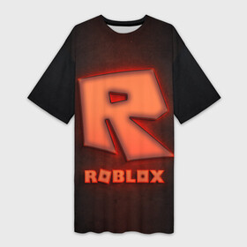 Платье-футболка 3D с принтом ROBLOX NEON RED в Кировске,  |  | neon | roblox | игра | компьютерная игра | логотип | неон | онлайн | онлайн игра | роблакс | роблокс