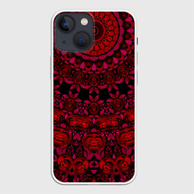 Чехол для iPhone 13 mini с принтом Акварельный калейдоскоп в Кировске,  |  | женский | калейдоскоп | красный | модный | цветочный узор | черный | этнический