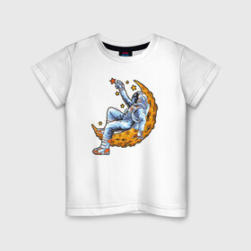 Детская футболка хлопок с принтом Просто космос в Кировске, 100% хлопок | круглый вырез горловины, полуприлегающий силуэт, длина до линии бедер | австронавт | звезды | космонавт | космос | костюм космонавта | кратер | луна | планета