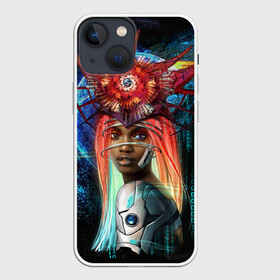 Чехол для iPhone 13 mini с принтом Cyberpunk girl в Кировске,  |  | волосы | девушка | киберпанк | корона | космос | планета