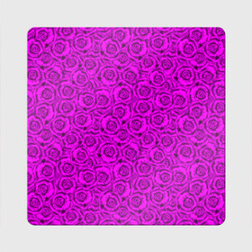 Магнит виниловый Квадрат с принтом Яркий цветочный неоновый узор в Кировске, полимерный материал с магнитным слоем | размер 9*9 см, закругленные углы | детский | женский | малиновый | неоновый узор | розы | ярко розовый