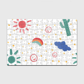 Головоломка Пазл магнитный 126 элементов с принтом детский рисунок в Кировске, полимерный материал с магнитным слоем | 126 деталей, размер изделия —  180*270 мм | горошек | детский | радуга | рисунок | смайлик | солнышко
