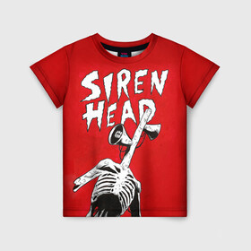 Детская футболка 3D с принтом Red Siren Head в Кировске, 100% гипоаллергенный полиэфир | прямой крой, круглый вырез горловины, длина до линии бедер, чуть спущенное плечо, ткань немного тянется | games | monster | siren head | игры | лес | монстр | сирена | сиреноголовый | страшилка | ужастик | хоррор