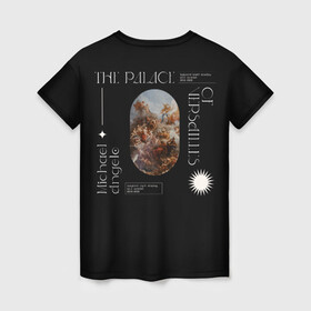 Женская футболка 3D с принтом Michaelangelo в Кировске, 100% полиэфир ( синтетическое хлопкоподобное полотно) | прямой крой, круглый вырез горловины, длина до линии бедер | картина | масло | слова | текст | художник