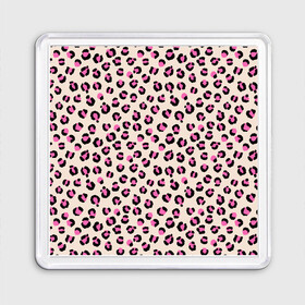 Магнит 55*55 с принтом Леопардовый принт розовый в Кировске, Пластик | Размер: 65*65 мм; Размер печати: 55*55 мм | бежевый | леопард | леопардовый принт | молочный цвет | пятнистый | розовый