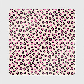 Магнит виниловый Квадрат с принтом Леопардовый принт розовый в Кировске, полимерный материал с магнитным слоем | размер 9*9 см, закругленные углы | бежевый | леопард | леопардовый принт | молочный цвет | пятнистый | розовый