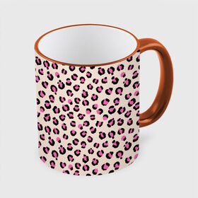 Кружка с полной запечаткой с принтом Леопардовый принт розовый в Кировске, керамика | ёмкость 330 мл | Тематика изображения на принте: бежевый | леопард | леопардовый принт | молочный цвет | пятнистый | розовый