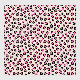 Магнитный плакат 3Х3 с принтом Леопардовый принт розовый в Кировске, Полимерный материал с магнитным слоем | 9 деталей размером 9*9 см | бежевый | леопард | леопардовый принт | молочный цвет | пятнистый | розовый