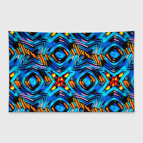 Флаг-баннер с принтом Желто-синий абстрактный узор  в Кировске, 100% полиэстер | размер 67 х 109 см, плотность ткани — 95 г/м2; по краям флага есть четыре люверса для крепления | геометрический | желтый | модный | плетение | синий | современный | яркий синий