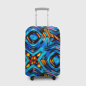 Чехол для чемодана 3D с принтом Желто-синий абстрактный узор  в Кировске, 86% полиэфир, 14% спандекс | двустороннее нанесение принта, прорези для ручек и колес | геометрический | желтый | модный | плетение | синий | современный | яркий синий