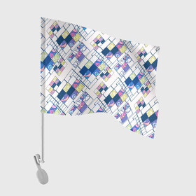 Флаг для автомобиля с принтом Этнический узор пэчворк  в Кировске, 100% полиэстер | Размер: 30*21 см | абстрактный | белый и синий | геометрический | заплатки | популярный | современный | этнический