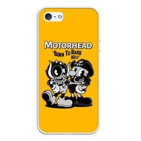 Чехол для iPhone 5/5S матовый с принтом Motorhead x Cuphead в Кировске, Силикон | Область печати: задняя сторона чехла, без боковых панелей | alternative | cuphead | metall | motorhead | music | rock | альтернатива | капхэд | лемми | металл | моторхед | моторхэд | музыка | рок