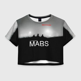 Женская футболка Crop-top 3D с принтом Thirty Seconds to Mars - Edge of the Earth в Кировске, 100% полиэстер | круглая горловина, длина футболки до линии талии, рукава с отворотами | 30 seconds to mars | 30 секунд до марса | 30 фстм | 30stm | 30сдм | jared leto | rock band | thirty seconds to mars | альтернативный | гранж | джаред лето | нео | пост | прогрессивный | рок группа | фети секондс ту марс | хард | шеннон