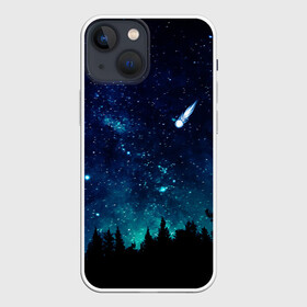 Чехол для iPhone 13 mini с принтом ЛЕС НОЧЬЮ в Кировске,  |  | вселенная | деревья | звёзды | комета | космос | лес | ночь
