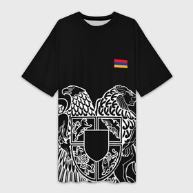 Платье-футболка 3D с принтом Герб Армении и флаг в Кировске,  |  | армения | герб | лев и орел | лого | символ | флаг | флаг и герб армении