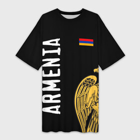Платье-футболка 3D с принтом ARMENIA в Кировске,  |  | armenia | армения | герб | лев и орел | лого | символ | флаг | флаг и герб армении