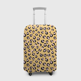 Чехол для чемодана 3D с принтом Желтый леопардовый принт в Кировске, 86% полиэфир, 14% спандекс | двустороннее нанесение принта, прорези для ручек и колес | желтый | леопардовый принт | паттерн | пятна | пятнистый | розовый | текстура